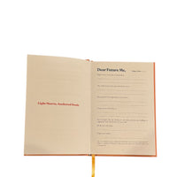 Interior page of The Aligned Journal - Guided Journal for Personal Realignment featuring a 'Dear Future Me' prompt for personal reflection and growth.