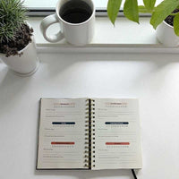 Kind Birdie Upward Planner Annual Bundle, a spiral-bound Christian planner with sections for Spiritual Life, Family, Friends/Community, Fun/Recreation, Learning & Growth, and Finances.
